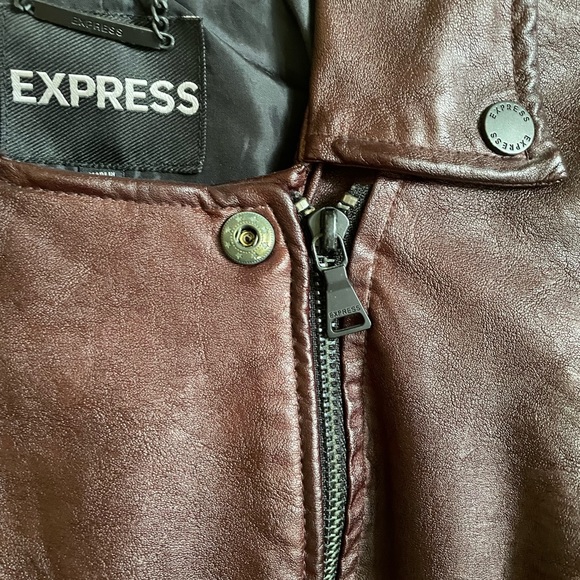 Vintage Express Vegan Leather Jacket Brown/Maroon - Picture 7 of 8